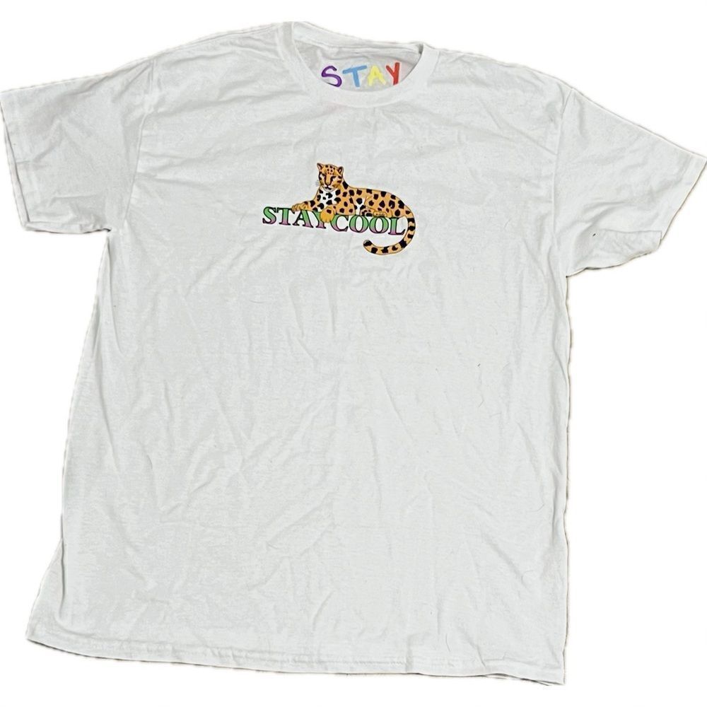 Stay cool, cheetah, graphic, short sleeve T-shirt,‎ adult medium